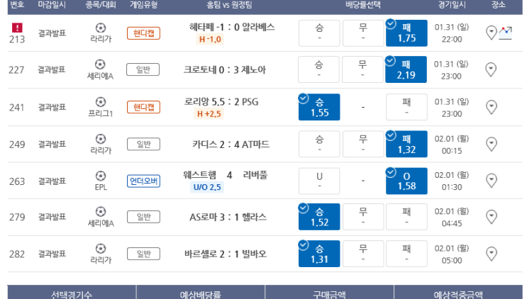 프로토 1월 마무리 적중