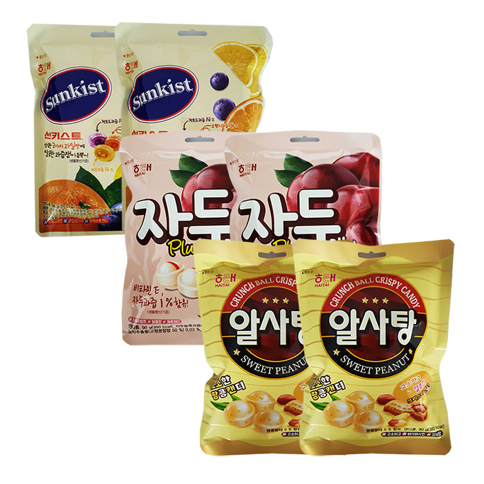 가성비 좋은 해태 캔디 3종 6개입(알사탕+썬키스트+자두), 6개, 90g ···