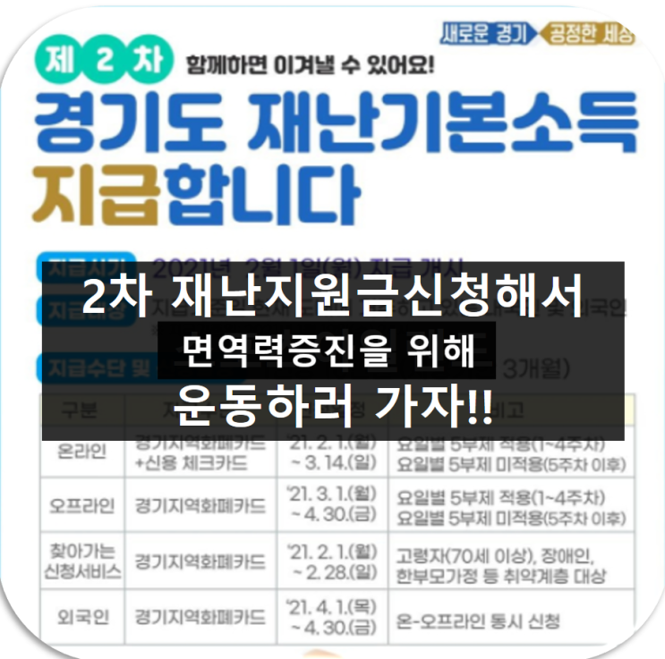  경기도2차 재난지원금 신청해서 운동하러 갑시다!