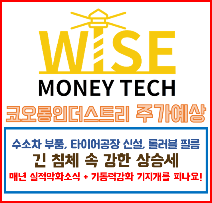 이슈종목- 코오롱인더 긴 침체 속 급등/ 주의점과 주가예상 !