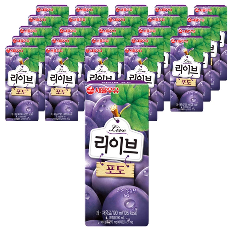 당신만 모르는 서울우유 리이브 포도 주스, 190ml, 24개 좋아요