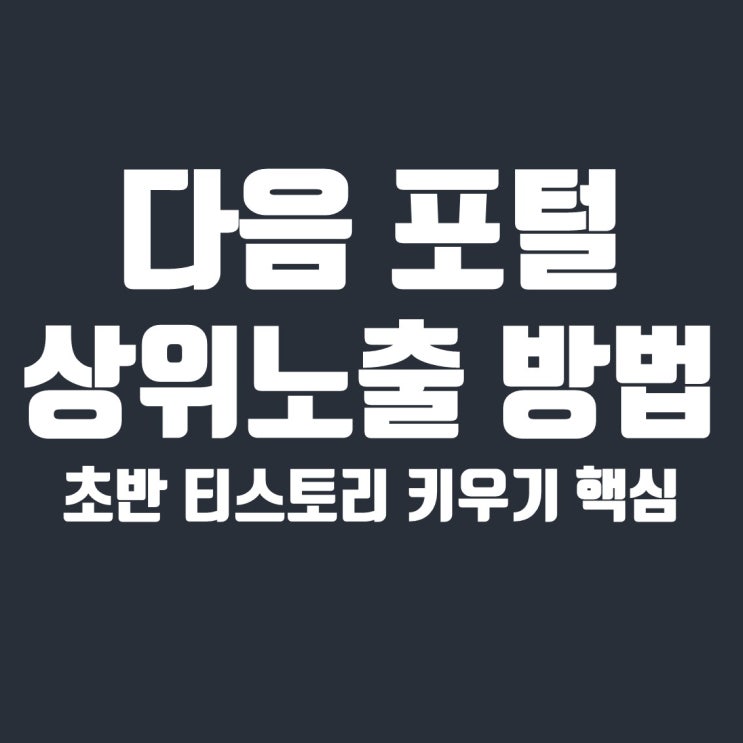  티스토리 다음 포털 상위노출 방법과 노하우