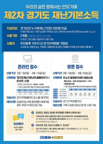 경기도민, 2월 1일부터 지급되는 제2차 재난기본소득 가짜 사이트 극성,유의...