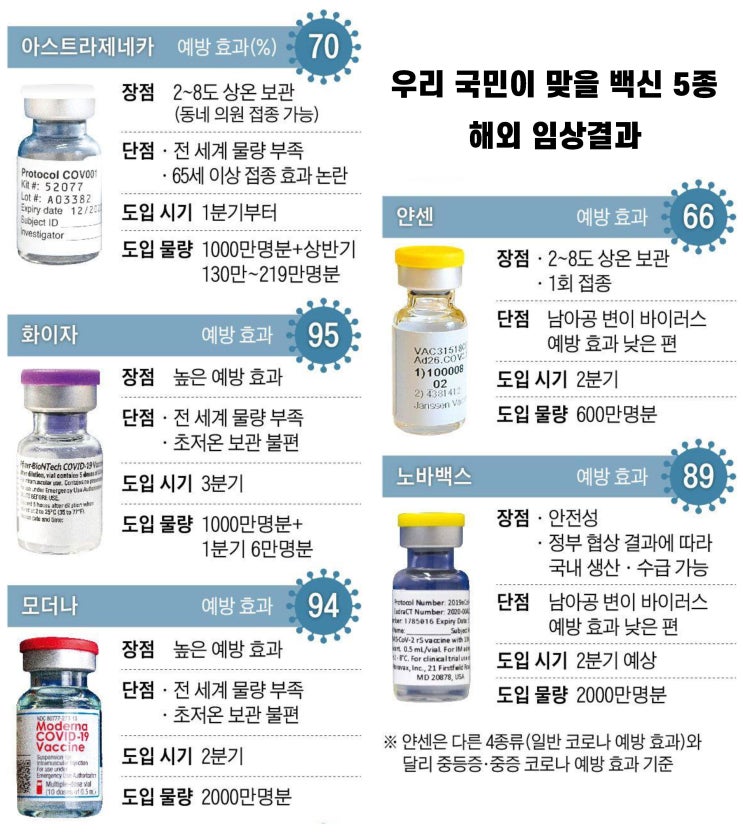  자신이 맞을 코로나 백신 효능 알아 보기