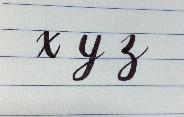  영어 필기체  x, y, z 배우기