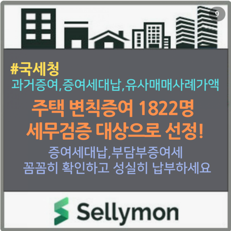  국세청 주택 변칙 증여 세무검증 대상자 선정(21.2.2)~부담부증여, 증여세대납도 꼼꼼하게 따져보고 납세해야 합니다.