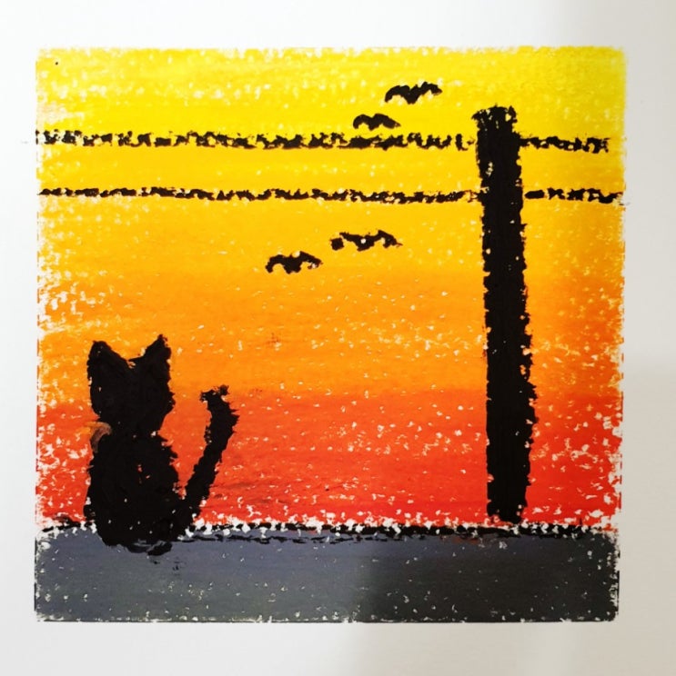  [오일 파스텔 그림] 딸의 취미생활, 고양이를 좋아하는 딸의 그림
