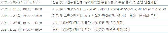  인하대학교 수강신청 방법
