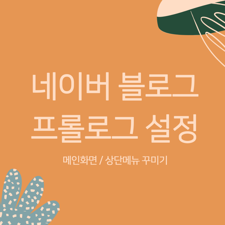  블로그 프롤로그 설정 비교 및 메인화면 꾸미기