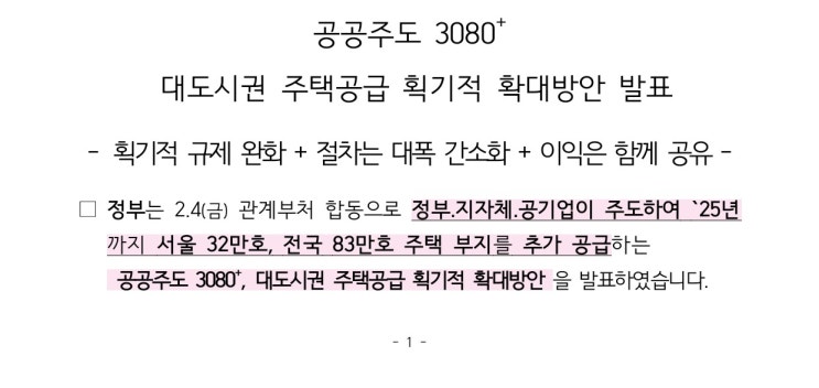  부동산 획기적 공급확대안 발표(21.2.4) 언제? 어디서?