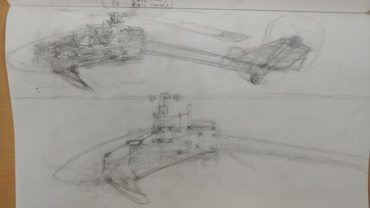 <사진多>카티아로  RC 헬리콥터 스케치 해보기 - (1) 컨셉, 프레임 스케치