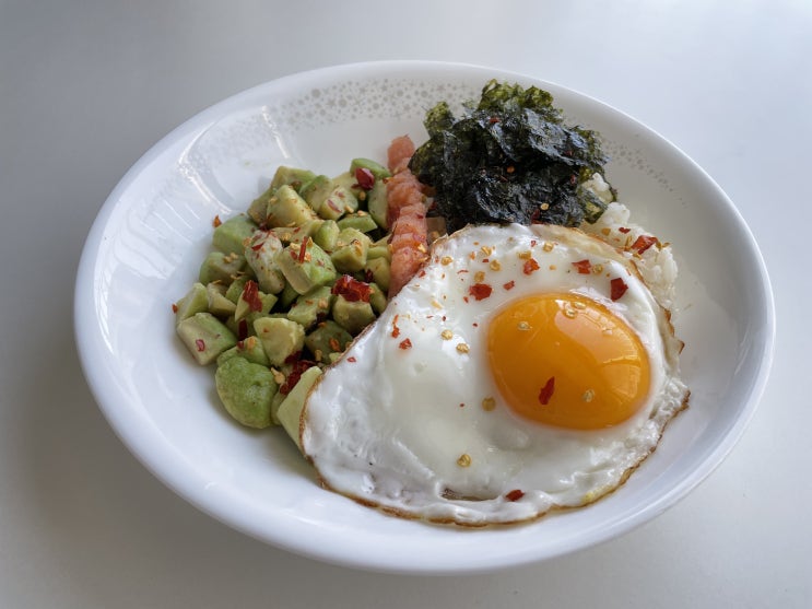  [Cook] 간단하고 맛있는 한 끼 식사 '아보카도 명란덮밥' 레시피 cc (집콕, 홈쿡, 마켓컬리, 냉동 아보카도 다이스, 덕화명란)