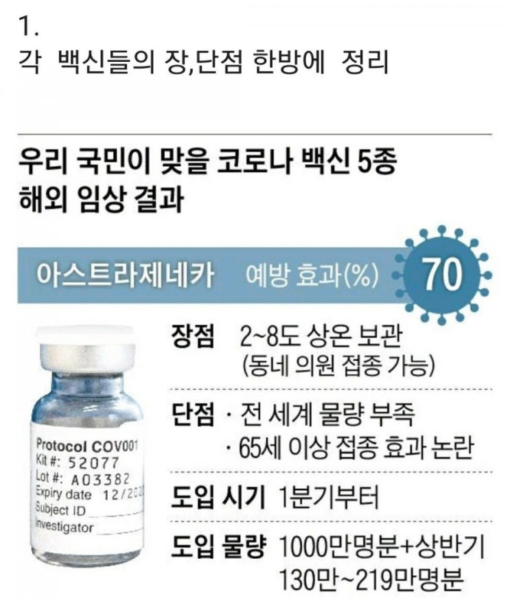  각 백신들의 장ㆍ단점 정리