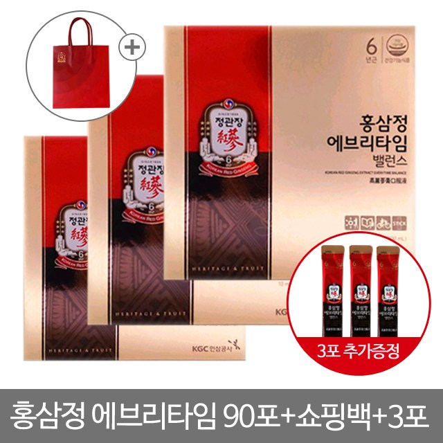 가성비 좋은 정관장 홍삼정 에브리타임 밸런스 90포(3박스), 90포, 10ml 좋아요