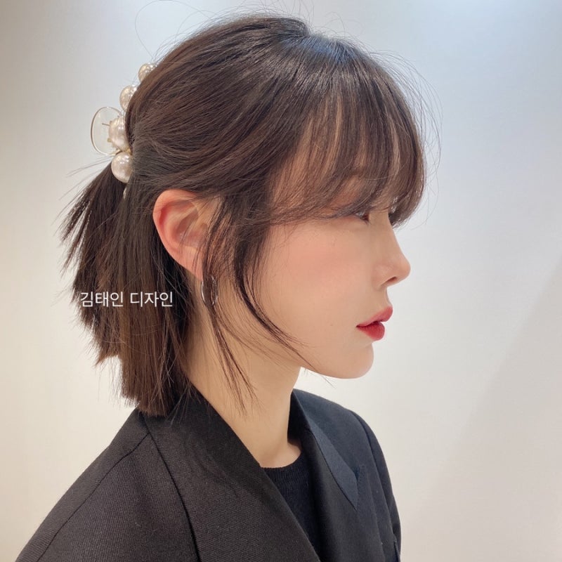 네이버 인플루언서 [네이버 인플루언서] 더차헤어_신논현 레이어드펌 윤곽디자인컷 김태인의 단발머리묶기