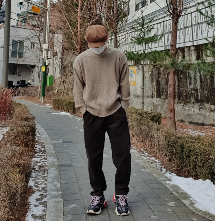  겨울 남자 코디  블론드나인 니트로  트렌드 하고 따뜻하게