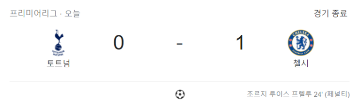  토트넘이 첼시에 0-1로 지다니...