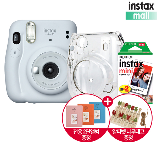 잘팔리는 인스탁스 미니11+투명케이스+필름20장+전용2단앨범+알파벳나무데코 폴라로이드, 아이스화이트 ··· 잘팔리는 인스탁스 미니11+투명케이스+필름20장+전용2단앨범+알파벳나무데코 폴라로이드, 아이스화이트 ···
