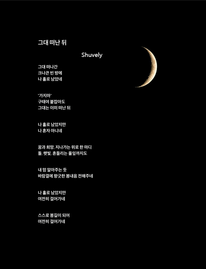  [자작시/정호승 봄길] 그대 떠난 뒤 - 슈블리(Shuvely)