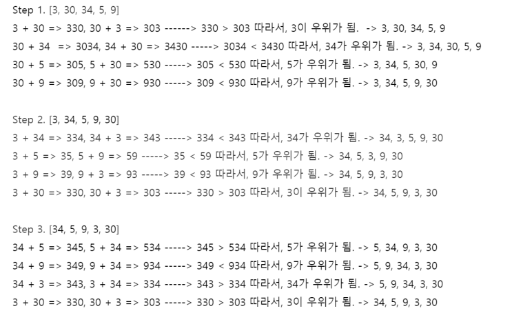  정렬 - 가장 큰 수