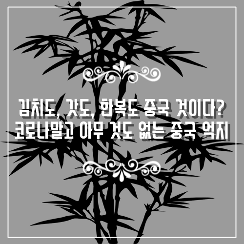  김치도, 갓도, 한복도 중국 것이다? 코로나말고 아무 것도 없는 중국 억지