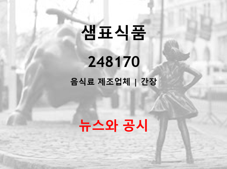  간장 및 음식료 제조업체 샘표식품 뉴스와 공시 (feat. 20년 영업익 전년비38%상승)