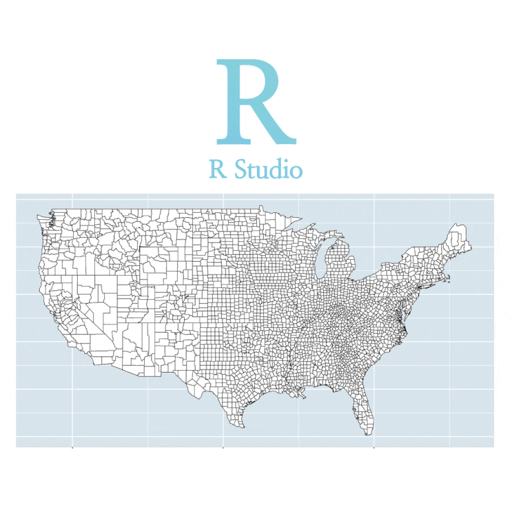 [R] mapproj:: 미국 카운티 지도 그리기 (ft. ggplot(), geom_polygon(), United States County Map)