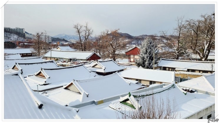  전주 한옥마을의 눈 내린 풍경 과 눈 내린 오목대
