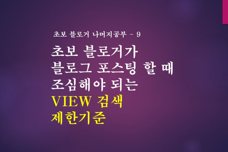  초보 블로거가 블로그 포스팅시에 조심해야 되는 VIEW 검색 제한기준 - 9