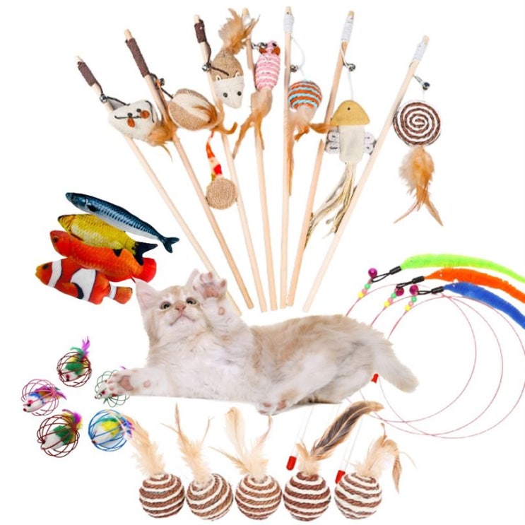 [특가상품] 고양이 장난감 사냥 놀이 공 낚시대 모음 1,300 원︎ 