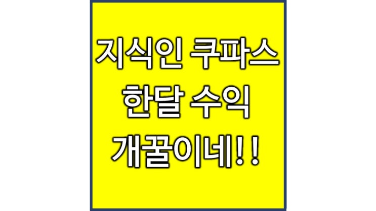  쿠팡파트너스 지식인 수익률과 후기 그 진실은