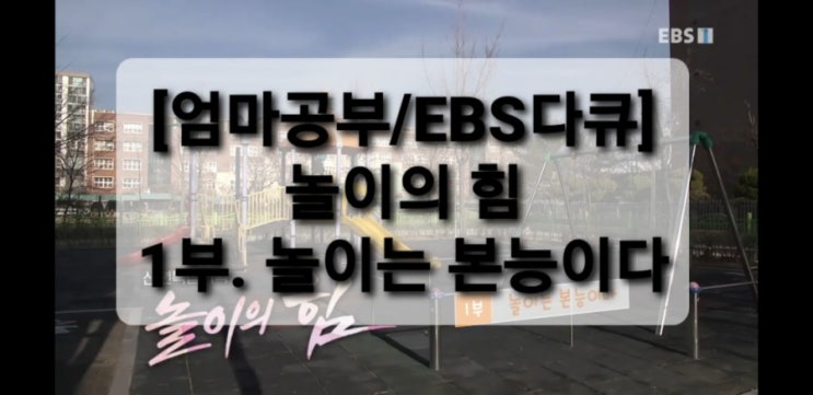  [엄마공부/EBS교육다큐]놀이의 힘/1부.놀이는 본능이다 (놀이중심 교육과정)