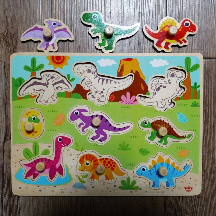유아 놀이  공룡퍼즐 & 꼭지퍼즐(공룡) 사용 후기