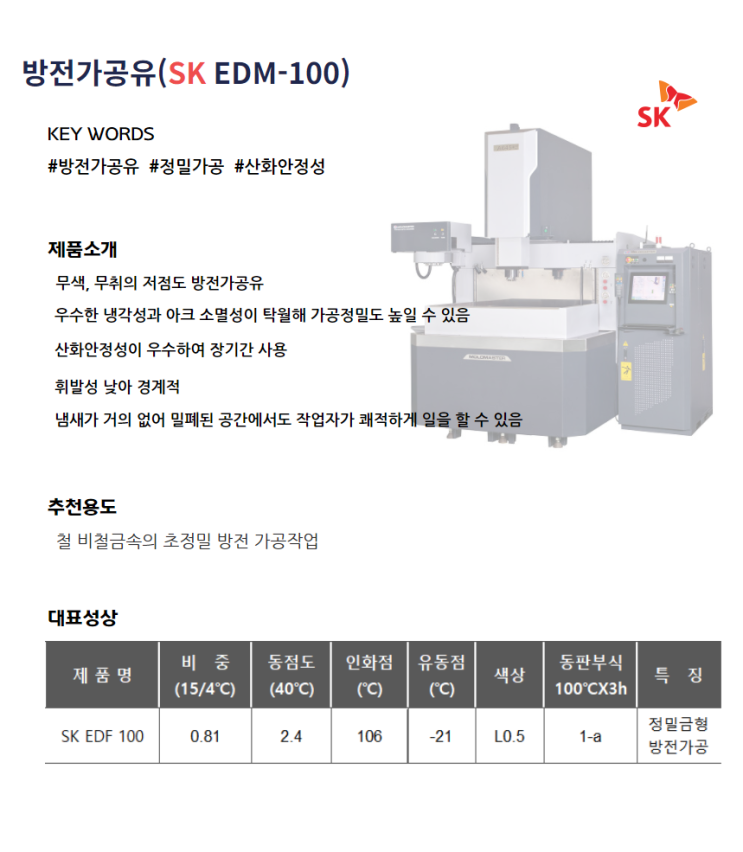 SK 방전가공유 EDF100