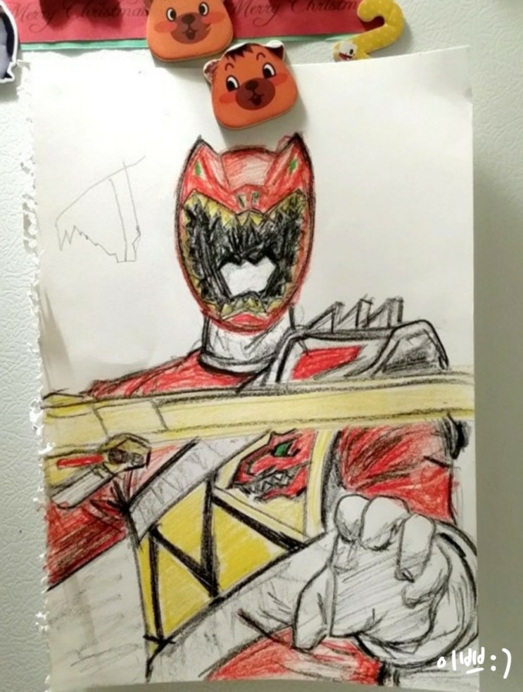  [아빠의 그림] 파워레인저 다이노포스 레드다이노