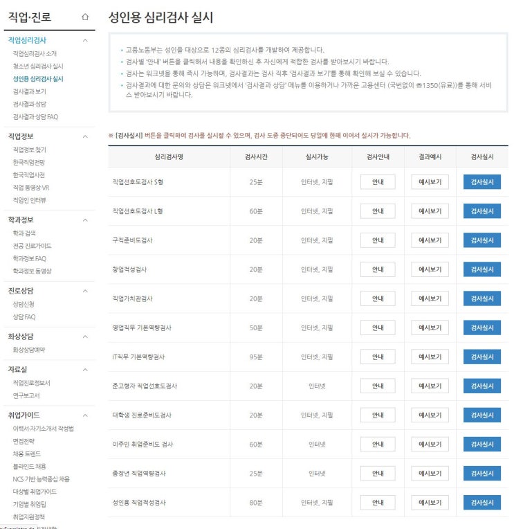  무료로 직업 심리검사 받는 방법
