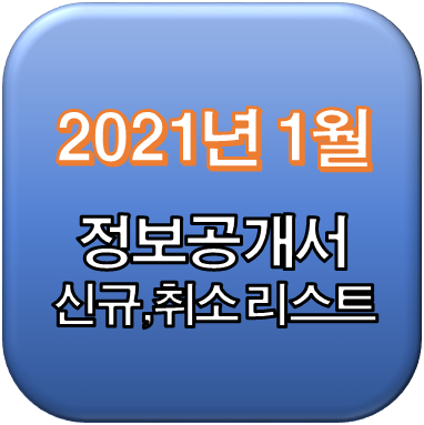  2021년 1월 정보공개서 신규등록, 등록취소 리스트 / 신규프랜차이즈