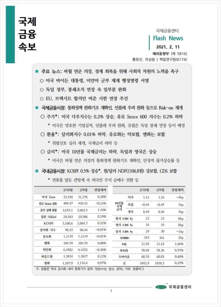 [2.11] 파월 연준 의장, 경제 회복을 위해 사회적 차원의 노력을 촉구, 국제금융속보