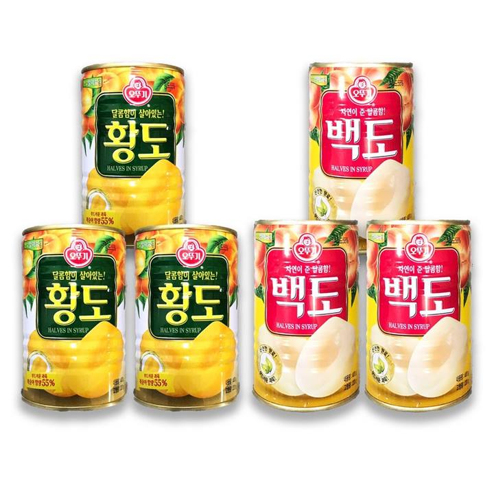  [추천특가] 예이니종합물류 오뚜기 황도 백도 통조림캔 각3개씩 세트 400g*6개 과일파인애플복숭아 14,500 원! 27% 할인
