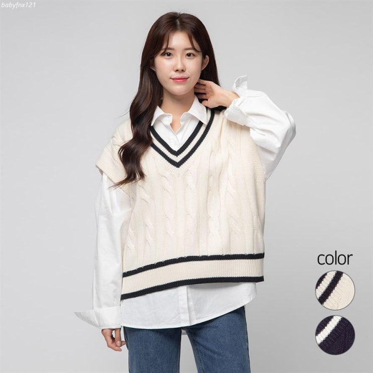  [특가상품] 캐럿 여성용 브이넥 꽈배기 니트 조끼 17,900 원 