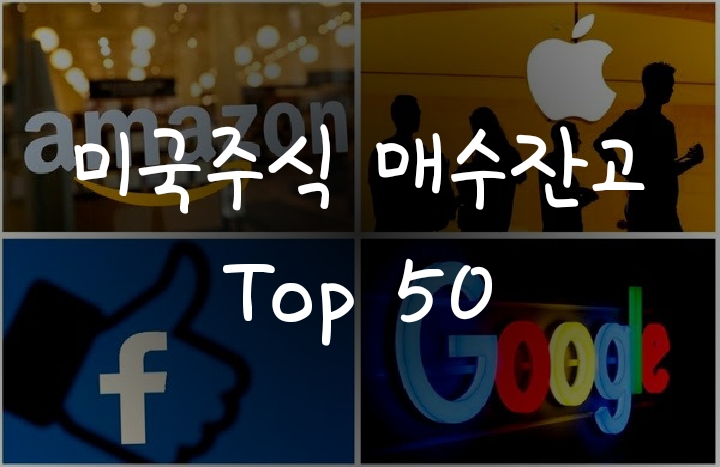 국내투자자의 미국 주식 매수 잔고 순위 Top 50 종목 국내투자자의 미국 주식 매수 잔고 순위 Top 50 종목
