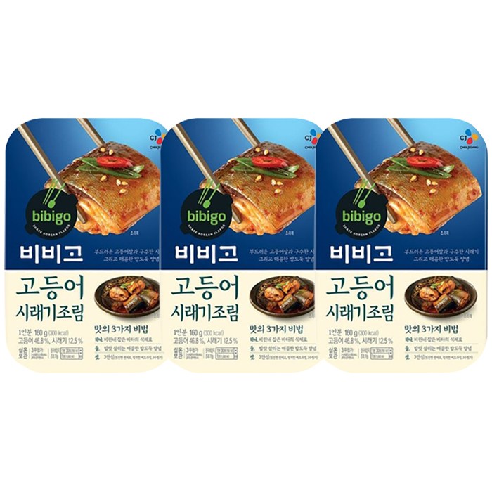 인지도 있는 CJ 제일제당 비비고 고등어시래기조림 160g 3팩, 단품 ···