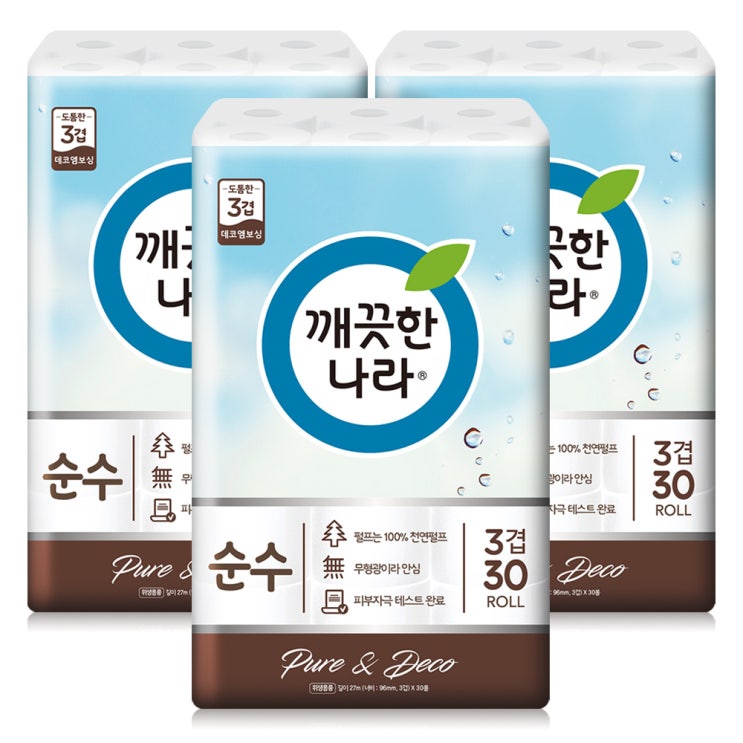 핵가성비 좋은 깨끗한나라 3겹순수 천연펄프 롤화장지 27 m, 30롤, 3개 좋아요 핵가성비 좋은 깨끗한나라 3겹순수 천연펄프 롤화장지 27 m, 30롤, 3개 좋아요