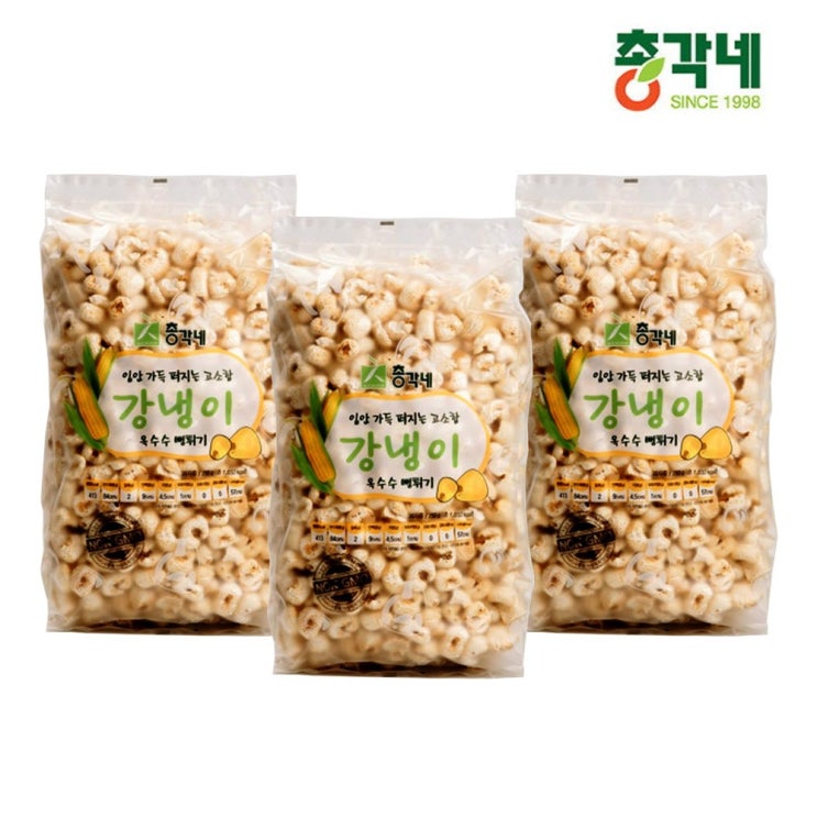 핵가성비 좋은 총각네 옥수수 뻥튀기 강냉이 아이들 어른 비건 간식 거리 종류 살안찌는 임산부 대용량 주전부리 과자 스낵 깡냉이 파는곳 250g, 3봉 ··· 핵가성비 좋은 총각네 옥수수 뻥튀기 강냉이 아이들 어른 비건 간식 거리 종류 살안찌는 임산부 대용량 주전부리 과자 스낵 깡냉이 파는곳 250g, 3봉 ···