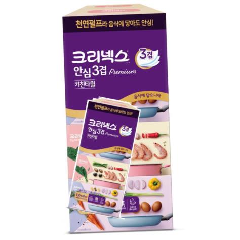 크리넥스 뽑아쓰는 안심 3겹 프리미엄 키친타월,100매입,8개