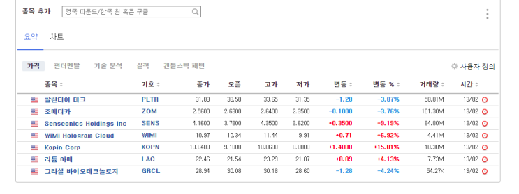  미국주식 최근 관심항목