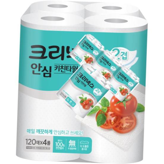 크리넥스 안심 키친타월 120매,4롤,1개