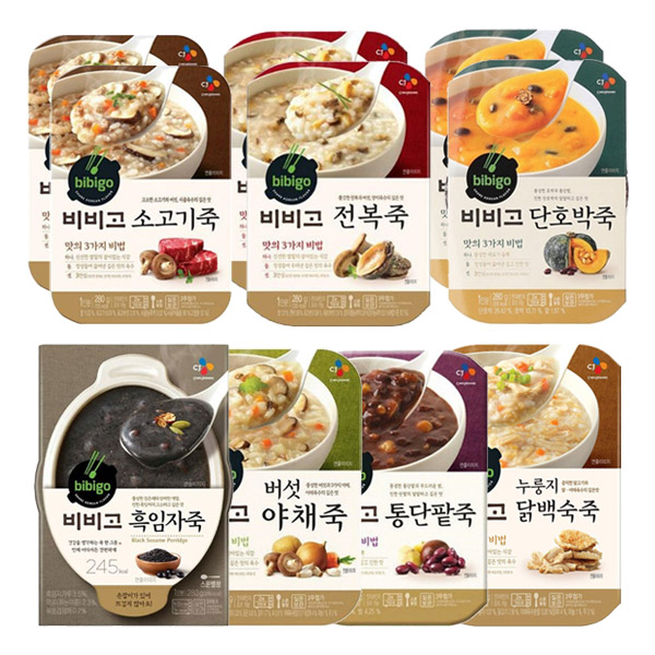 의외로 인기있는 [RJ쇼핑] 비비고 용기죽 10개입 총 7종류 (전복2+소고기2+단호박2+흑임자+누룽지+버섯+통단팥) +@증정(나노세라 향균마스크), 1세트 추천해요