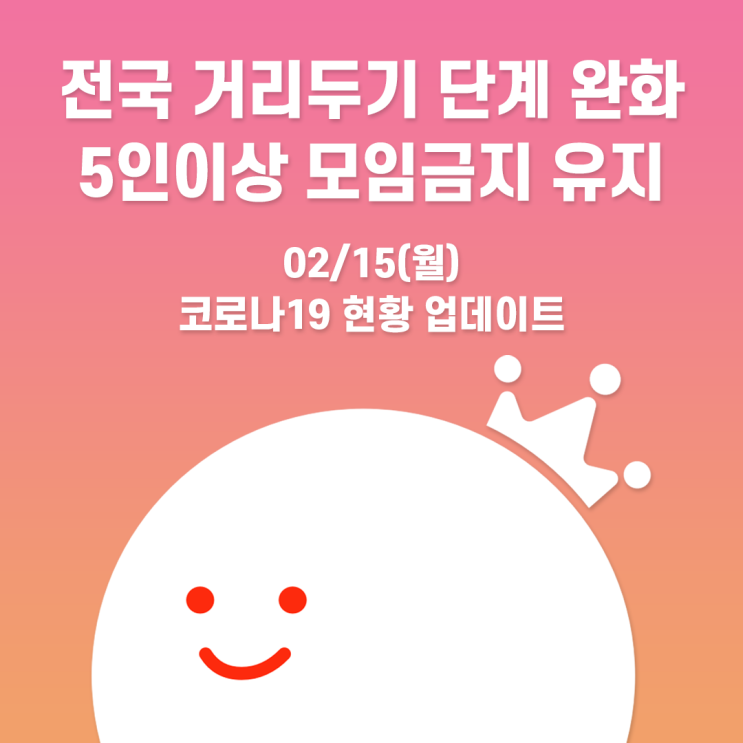  [볼링왕] 사회적 거리두기 하향 조정, 5인 이상 사적 모임 금지는 유지! 코로나19 내용 업데이트(2/15)