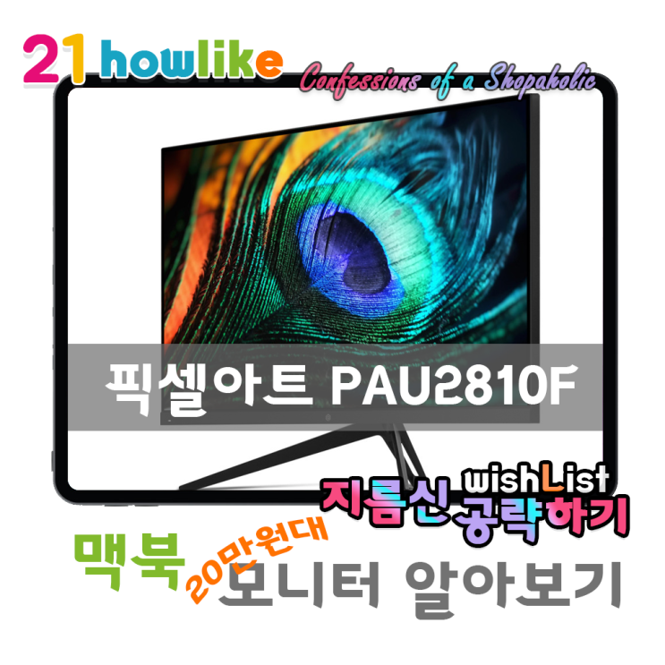  P리뷰 : 맥북 가성비 4K UHD 모니터 추천 정보 찾기 세번째 픽셀아트 PAU2810F